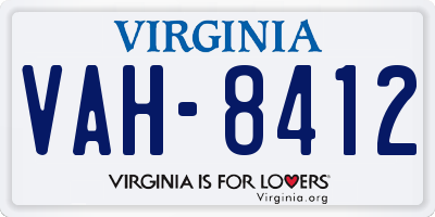 VA license plate VAH8412