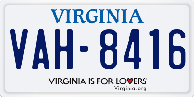 VA license plate VAH8416