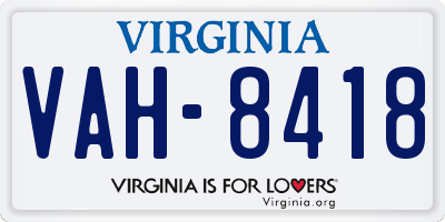 VA license plate VAH8418