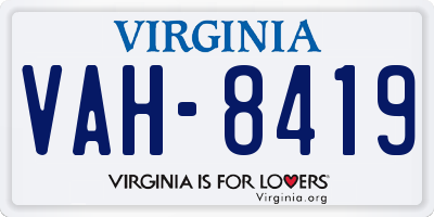 VA license plate VAH8419