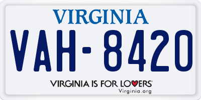 VA license plate VAH8420