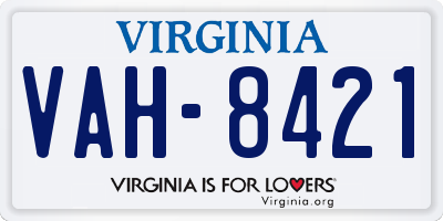 VA license plate VAH8421