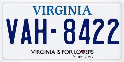 VA license plate VAH8422