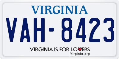 VA license plate VAH8423