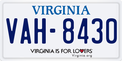 VA license plate VAH8430