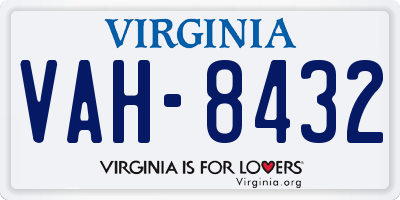VA license plate VAH8432