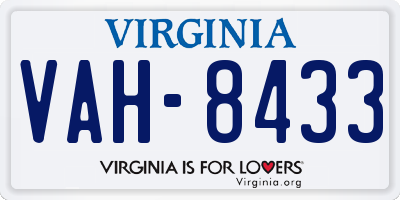VA license plate VAH8433