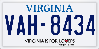 VA license plate VAH8434
