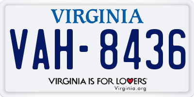 VA license plate VAH8436