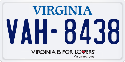 VA license plate VAH8438