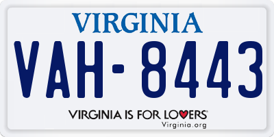 VA license plate VAH8443