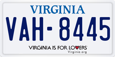 VA license plate VAH8445