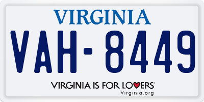 VA license plate VAH8449