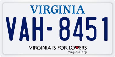 VA license plate VAH8451