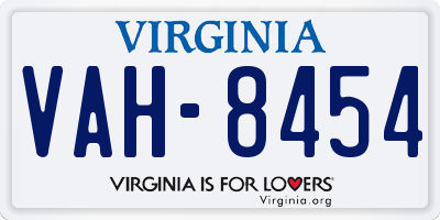 VA license plate VAH8454