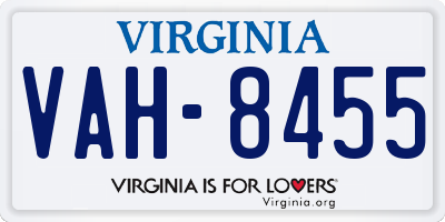 VA license plate VAH8455