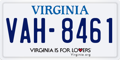 VA license plate VAH8461