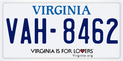 VA license plate VAH8462
