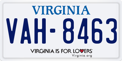 VA license plate VAH8463