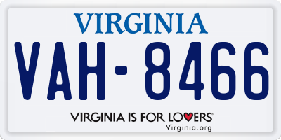 VA license plate VAH8466