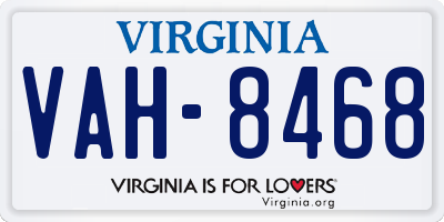 VA license plate VAH8468