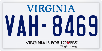 VA license plate VAH8469