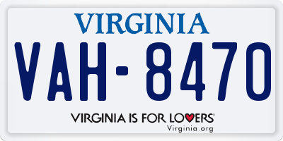 VA license plate VAH8470
