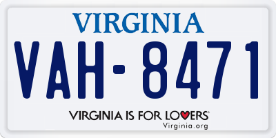 VA license plate VAH8471