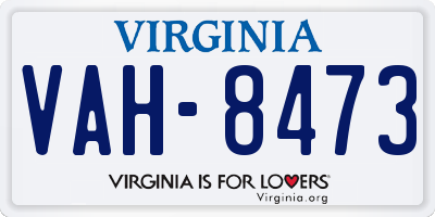 VA license plate VAH8473
