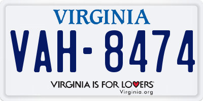 VA license plate VAH8474