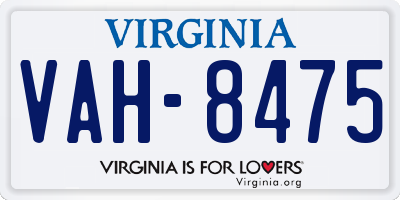 VA license plate VAH8475