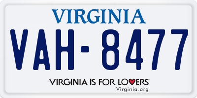 VA license plate VAH8477