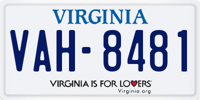 VA license plate VAH8481