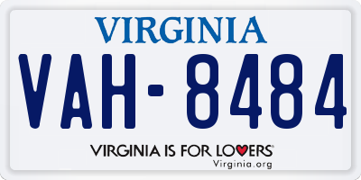 VA license plate VAH8484