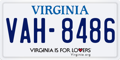 VA license plate VAH8486