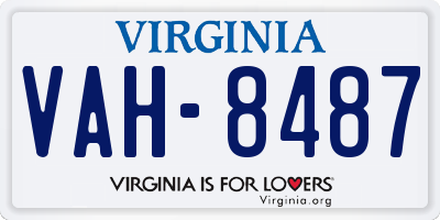 VA license plate VAH8487