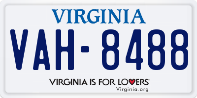VA license plate VAH8488