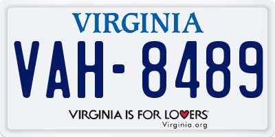 VA license plate VAH8489