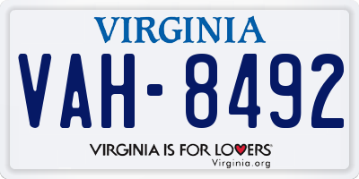 VA license plate VAH8492