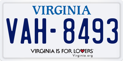 VA license plate VAH8493