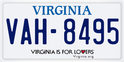 VA license plate VAH8495