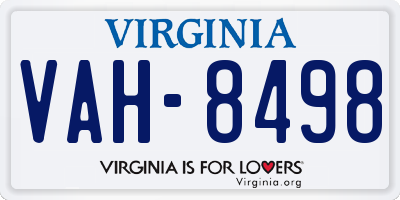 VA license plate VAH8498