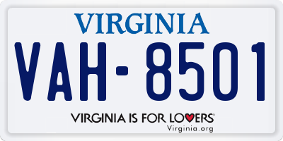 VA license plate VAH8501