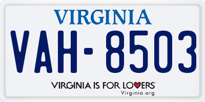 VA license plate VAH8503
