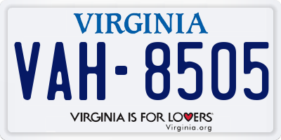 VA license plate VAH8505