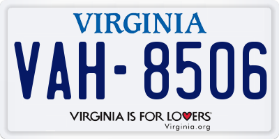 VA license plate VAH8506
