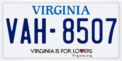 VA license plate VAH8507