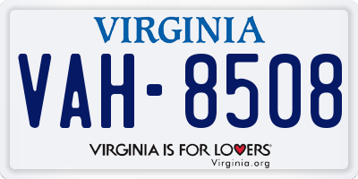 VA license plate VAH8508