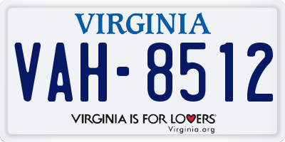 VA license plate VAH8512
