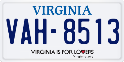 VA license plate VAH8513